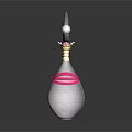 Luxury Perfume Bottle With Moon Shaped Top Pink Decorative Band And Gold Accents