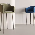Green and Blue Modern Armchairs with Metal Legs in Minimalist Interior