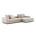 Modern Beige Fabric Two Seater Sofa With Soft Cushions And Dark Base 3d model
