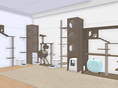 Modern Cat Climbing Rack Cat Climbing Rack Pet Feeder Cat Litter Basin Cat Toys 3d model