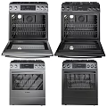Stainless Steel Kitchen Appliances Set Including Refrigerator Dishwasher Oven And Freezer