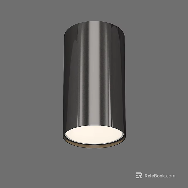 Modern Black Cylindrical Pendant Light With Smooth Surface And White Bottom Glow 3d model