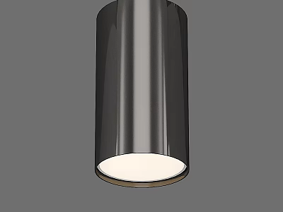 Modern Black Cylindrical Pendant Light With Smooth Surface And White Bottom Glow 3d model