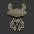 Futuristic Mechanical Character And Creature With Metallic Body And Large Ears