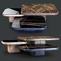 Modern Nesting Square Coffee Tables With Luxury Marble And Mirror Polished Elegant Tabletop Designs