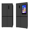 Modern French Door Refrigerators With Digital Display And Black Stainless Steel Finish