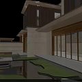 Modern House Roof Garden With Swimming Pool Green Plants And Wooden Deck For Relaxation Space