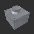 Gray Electronic Control Panel Component With Square Base Round Knob Silver Trim And Screw Holes