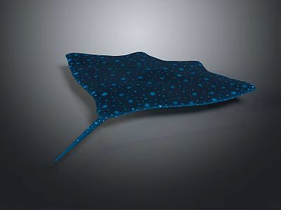 Blue Stingray With White Spots As Marine Creature In Dark Setting 3d model