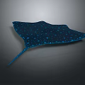 Blue Stingray With White Spots As Marine Creature In Dark Setting 3d model