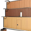 Wooden Panel Wall Design With Multiple Wood Tones And Integrated Doors For Modern Interiors