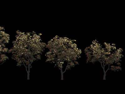 Tall Arbor Trees with Golden Brown Foliage and Straight Trunks in Natural Setting 3d model