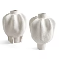 White Ceramic Vases With Modern Textured Design And Sculptural Shape For Home Decor