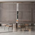 Elegant Textured Brown Venetian Blinds Decorating Modern Dining Area With Natural Light