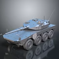 Modern Wheeled Armored Military Vehicle With Six Wheels Antennas And Metallic Finish