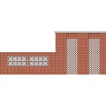Red Brick Feature Wall with Lattice Design and Decorative Panels Layout 3d model