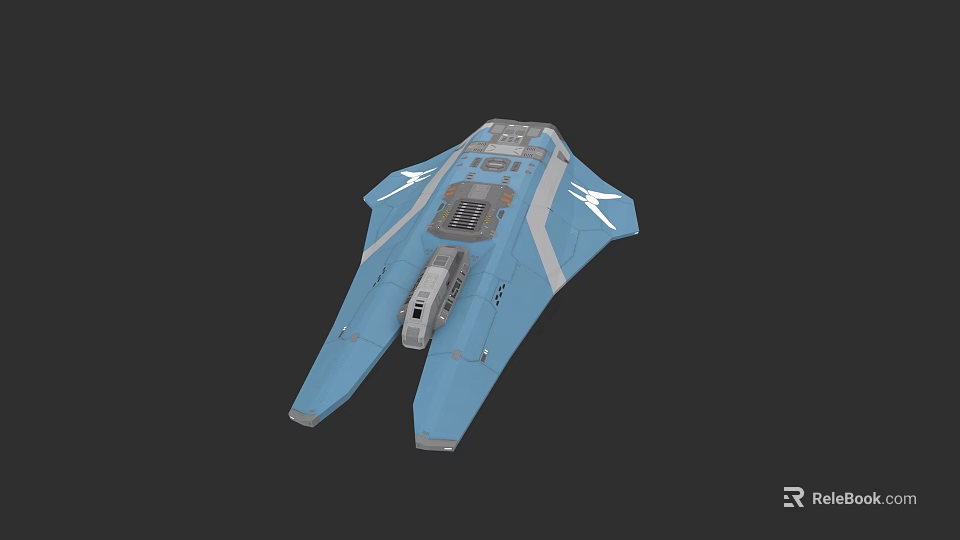 Blue And Gray Modern Fighter Jet 3D Model With Cockpit And Wings 3d model 