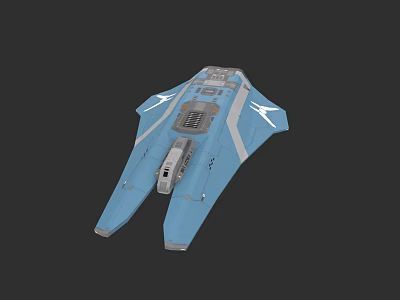 Blue And Gray Modern Fighter Jet 3D Model With Cockpit And Wings 3d model