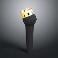Black Microphone With Gold Crown Featuring Red Yellow Accents On Top