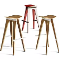 Multi Colored Modern Bar Stools With Wooden Seats And Metal Legs For Kitchen Use