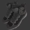Black High Top Outdoor Hiking Shoes With Durable Traction Sole And Laces