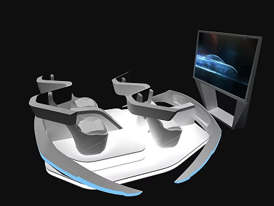 Futuristic Interactive Zone With Curved Design Multiple Seats And Large Screen 3d model