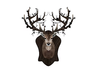 Rustic Deer Head Animal Wall Decor with Antlers for Home Interior Decoration 3d model