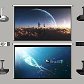 Modern Projector Projector Projection Curtain 3d model