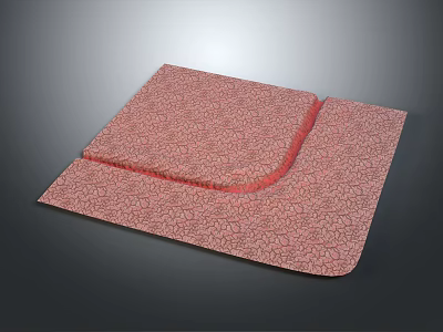 Square Pad With Red Edge And Textured Surface On Dark Background 3d model