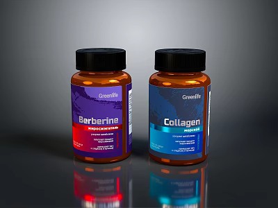 Greenfit Berberine And Collagen Dietary Supplement Bottles For Health Support 3d model