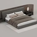 Modern Double Bed With Curved Headboard Gray Bedding Beige Pillows And Nightstands