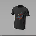 Gray Short Sleeve T-Shirt With Colorful Graphic Design For Casual Wear