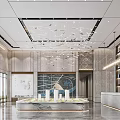 Modern Luxury Real Estate Sales Office Lobby With Marble Finishes And Exquisite Artistic Chandelier Decoration