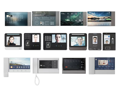 Various Smart Video Intercom Devices With Digital Screens And Control Panels 3d model