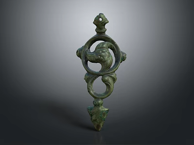 Ancient Bronze Clothing Accessory With Intricate Animal Design And Ornate Rings 3d model