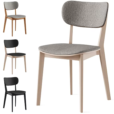 Modern Stylish Dining Chairs With Wooden Frame And Upholstered Seat In Different Colors 3d model