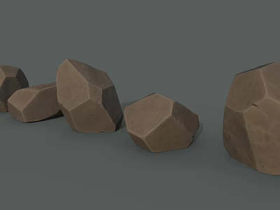 Natural Stone and Wood Decorative Elements with Various Shapes and Textures 3d model