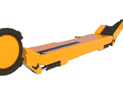 Yellow Heavy Duty Industrial Equipment with Long Platform and Large Black Wheels for Construction Use 3d model