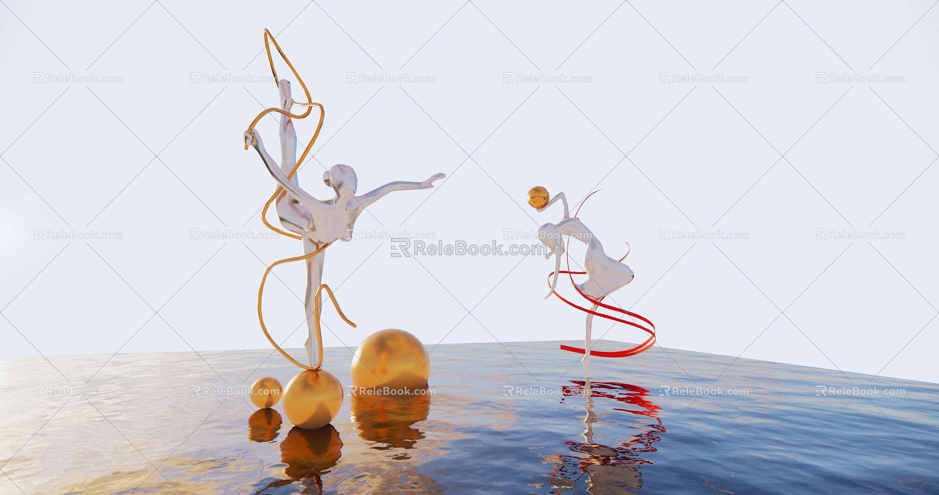 Modern city sculpture sketch water sculpture dance sculpture 3d model