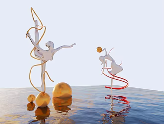 Modern city sculpture sketch water sculpture dance sculpture 3d model