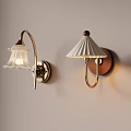 Elegant Modern Wall Lamps with Glass and Pleated Fabric Shades for Interior Decor