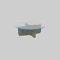 Modern Round Coffee Table With Glass Top And Textured Wooden Base
