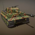Military Camouflage Tank With Long Gun Barrel Tracks And Turret Machine Gun