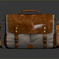 Stylish Leather Fabric Messenger Bag With Brown Accents Gray Body Leather Straps Metal Buckles Handle