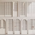 White Interior Hinged Doors With Various Designs Including Arched Top And Glass Panels