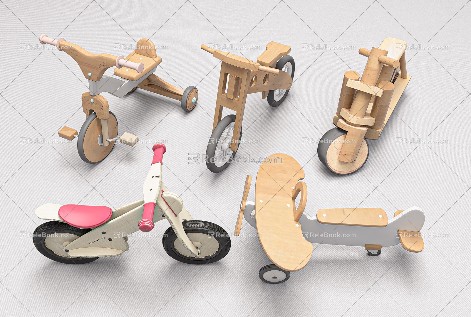 Modern Toy Car Toy Car Children's Bicycle Bicycle Children's Trolley 3d model