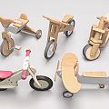 Various Wooden Electric Toys For Kids Including Tricycles Bicycles Scooters And Planes