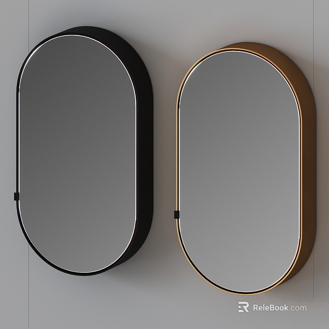 Modern Oval Wall Mirrors With Black And Gold Frames For Contemporary Home Decor 3d model 