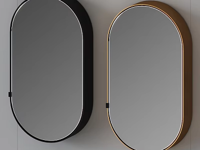 Modern Oval Wall Mirrors With Black And Gold Frames For Contemporary Home Decor 3d model