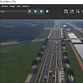 Wide Urban Road Infrastructure With Central Yellow Line Trees Vehicles And Canal